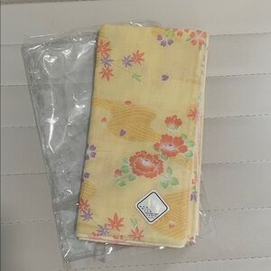 Floral Yellow Handkerchief 100% Cotton Made in Japan